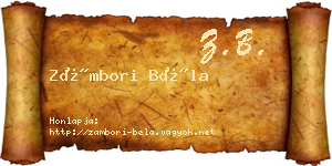 Zámbori Béla névjegykártya